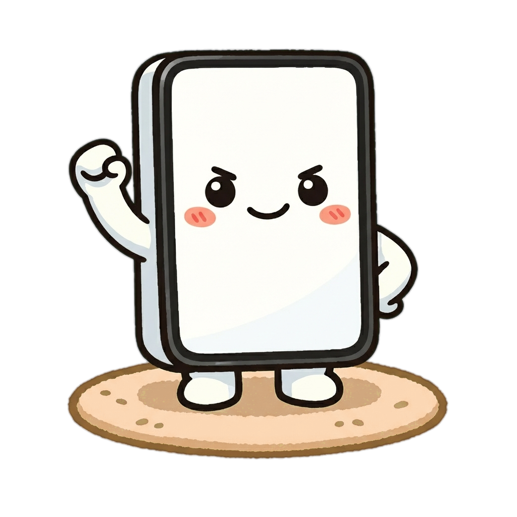 Determined phone mascot